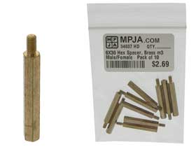 Pack of 10 - 30mm Brass Hex Spacer, M3   M/F