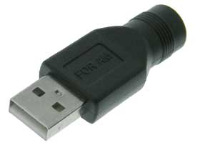 Adapter 5.5/2.1mm Coaxial to USB Type A Male
