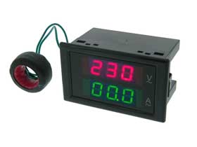 Panel Meter, LED Snap-in. 300V & 99.9A AC/Cover