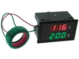 Panel Meter, LED Snap-in. 300V & 200A AC