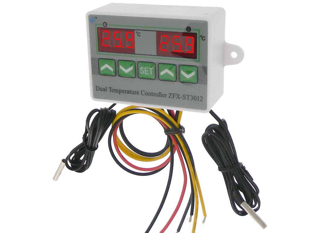 Dual Differential Temperature Controller 2 channel DOUBLE THERMOSTAT  2 sensors 
