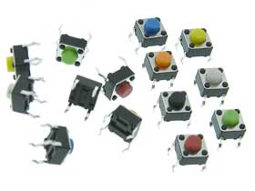 Pack of 14 - Micro Push Button Switch 2ea. of 7 Colors