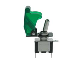 SPST 12VDC Automotive Safety Switch, LED Lighted Green