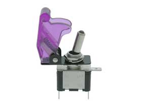 SPST 12VDC Automotive Safety Switch, White LED Purple Cover