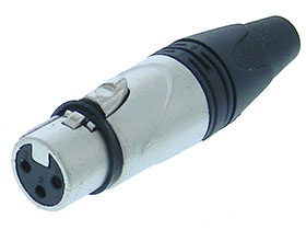 XLR 3Pin Female Mic. Connector with Black Strain Relief
