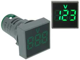 Volt Meter Square AC 60-500V  Green LED