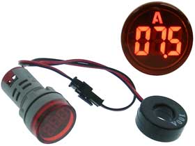 Amp Meter Round AC 20-99.9A  Red LED