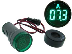 Amp Meter Round AC 20-99.9A  Green LED