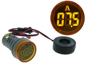 Amp Meter Round AC 20-100A  Yellow LED