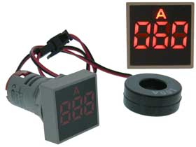 Amp Meter Square AC 20-100A  Red LED