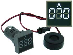 Amp Meter Square AC 20-100A  White LED
