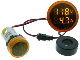 Panel Meter, 500V & 99.9A AC Yellow LED