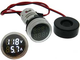 Panel Meter, 500V & 20 to 99.9A AC White LED