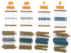 Pack of 280 - Decade Resistor Kit 1/4W, 1/2W, 1W and 2W