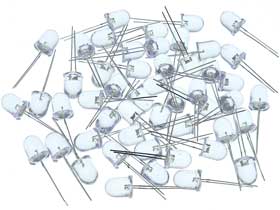 Pack of 50 - 10mm Super Bright White LED. 15000mcd