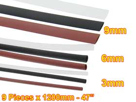 Pack of 9 - 3, 6 & 9mm Red, Black & Clear Heatshrink Kit