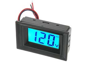 Panel Meter, LCD Snap-in 500VAC, Blue Blacklight