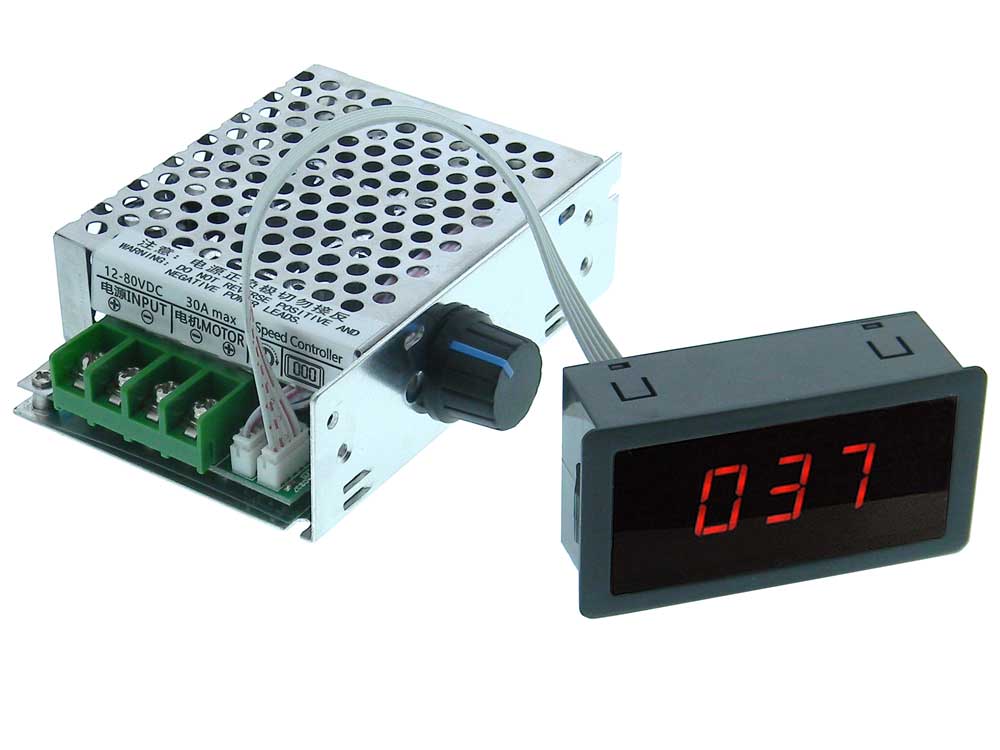 DC 12V-80V Digital LED PWM Motor Speed Controller CW CCW Reversible Switch 30A 