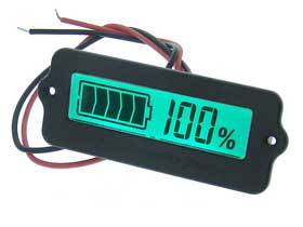 12V Battery Charge Indicator, Green LCD