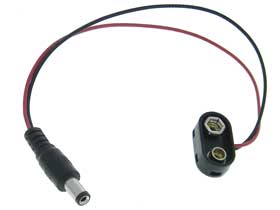 9V Battery Snap to 5.5mm-2.1mm Coaxial Plug Adapter    9