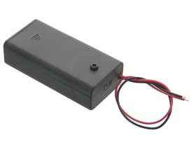 Battery Box with Cover & Switch,  Holds 2 