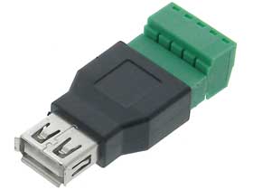 USB Type A Female to Screw Terminal Block