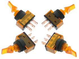Pack of 4 - Yellow SPST Lighted 12V Toggle Switch Short Hand