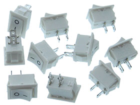 Pack of 10  SPST (ON/OFF)  Rocker Switch 6A/250VAC  WHITE