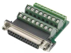 DB-25 Female to Terminal Strip Adapter