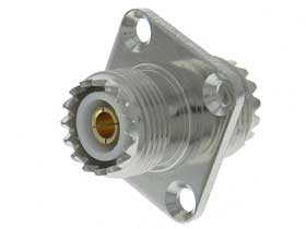 UHF Connector, Female to Female, 4 Hole Panel Coupler
