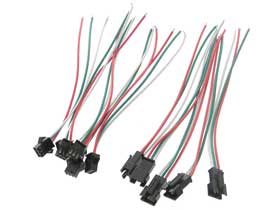 Pack of 5 Pair - JST SM 3 Conductor Mating Pigtail Connectors, 2.5mm Pitch