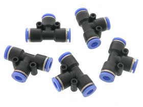 Pack of 5 - 6mm O.D. Air Hose Fitting Tee PUT 6mm