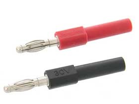 Red & Black 4mm Banana Plug to 2mm Banana Micro Jack Adapter