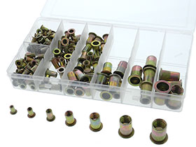 Metric Steel Rivit Nuts - 165pcs - M3,4,5,6,8,10 & 12