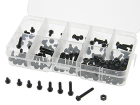 Box of 160 -  M3 Black Nylon Screw and Nut Assortment