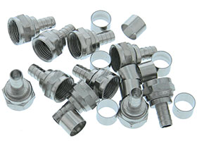 Pack of 10 - F-Type Male Connector with 1/4 Crimp Ring RG59