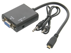 Micro HDMI to VGA + Audio Adapter - Supports 720/1080i/1080P