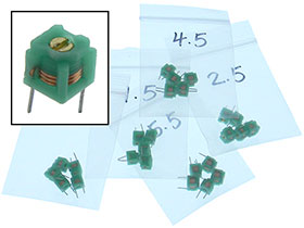 Pack of 25 - Variable Inductors 5 each: 1.5T/2.5T/3.5T/4.5T/5.5T