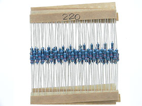 Pack of 100 - 220 Ohm 1/4 Watt 5% Resistor