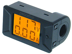 AC Panel Meter, LCD Display 40-400 Volts & 0-100 Amps