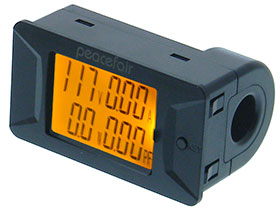 AC Panel Meter, LCD Display - 400 AC  Volts, 100Amps, 22KWatts &0-1PF