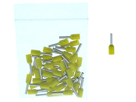 Pack of 50 - Insulated Crimp Ferrules - Yellow - 18AWG