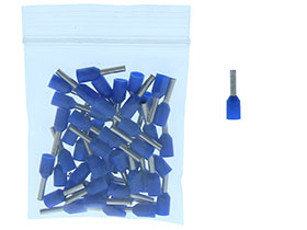 Pack of 50 - Insulated Crimp Ferrules - Blue - 16AWG