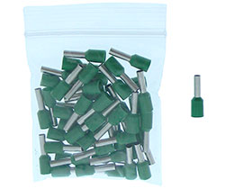 Pack of 50 - Insulated Crimp Ferrules - Green - 14AWG