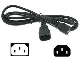 6ft. IEC Extension Cable - C13/14 - 10A/250VAC, ~19-3 AWG