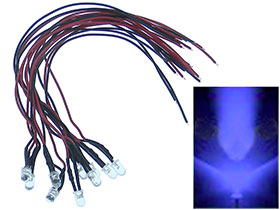 Pack of 10 - 12 Vdc Blue 5mm LED Panel Lamp