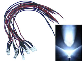 Pack of 10 - 12 Vdc White 5mm LED Panel Lamp