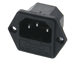 Power Inlet with Fuse Holder - IEC C-14  2 Screw Mounting