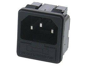 Power Inlet with Fuse Holder - IEC C-14 Snap-in Mounting