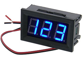Mini Panel Meter, Snap-in - 3 Digit Blue, 70-300VAC